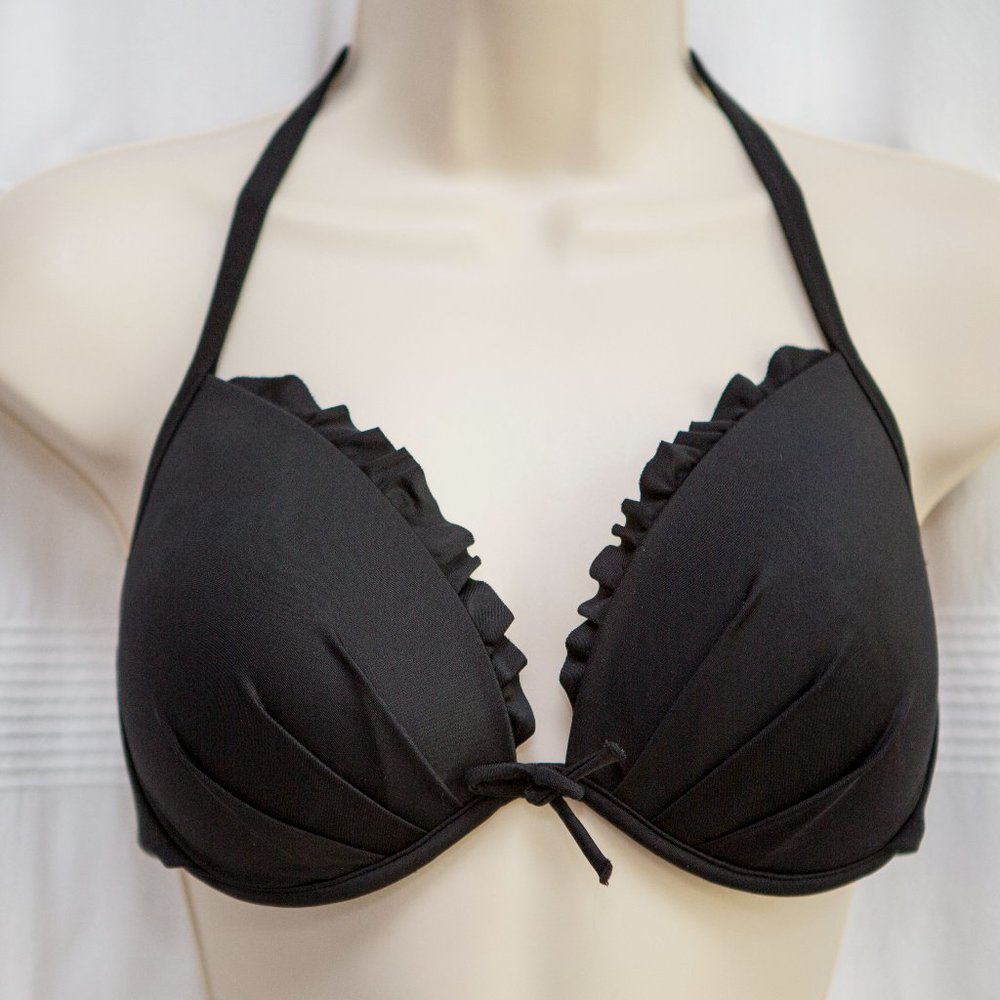 Black Ruffle Padded Pushup Bikini Top